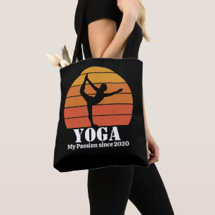 Tote Bag Yoga Hobby Retro Sunset Personnaliser