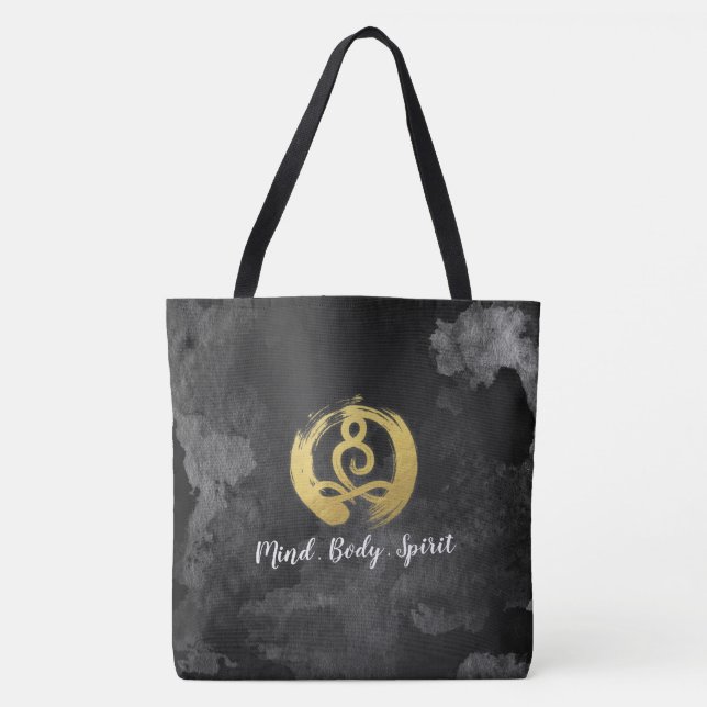 Tote Bag Yoga Instructor Gold Meditation Posture Symbole Ze (Devant)