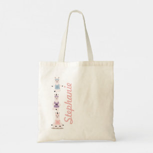 Tote Bag Yoga Llamas Méditer Fun & mignon Nom personnalisé