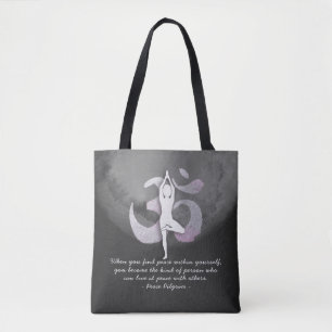 Tote Bag Yoga Studio Instructor Méditation Pose OM Symbole