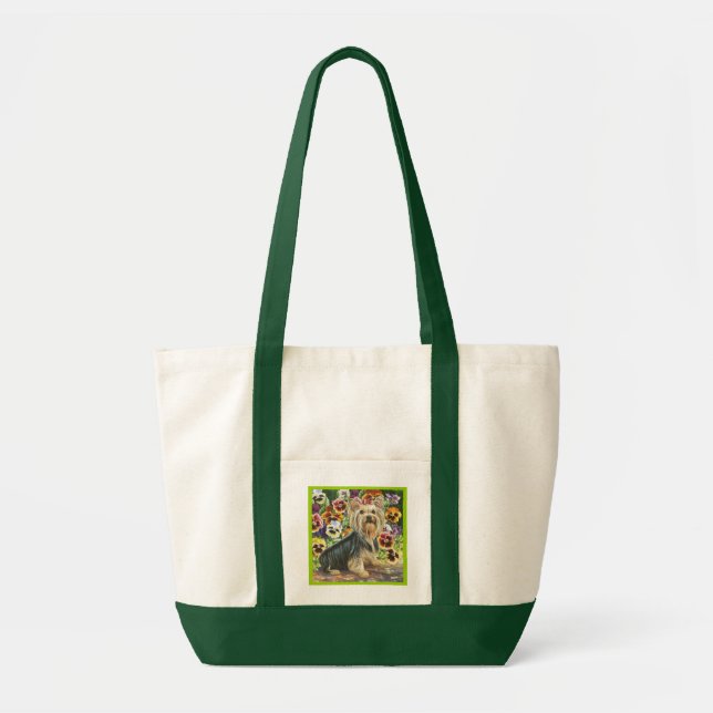 Tote Bag Yorkie aux Pansies (Devant)