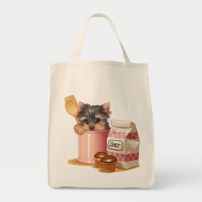 Tote Bag Yorkie et petits gâteaux de chocolat (Devant)