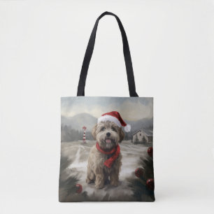 Tote Bag Yorkipoo Chien dans la neige Noël