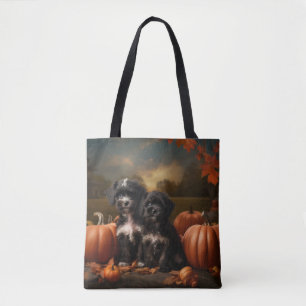 Tote Bag Yorkipoo Chiot Automne Citrouille délice