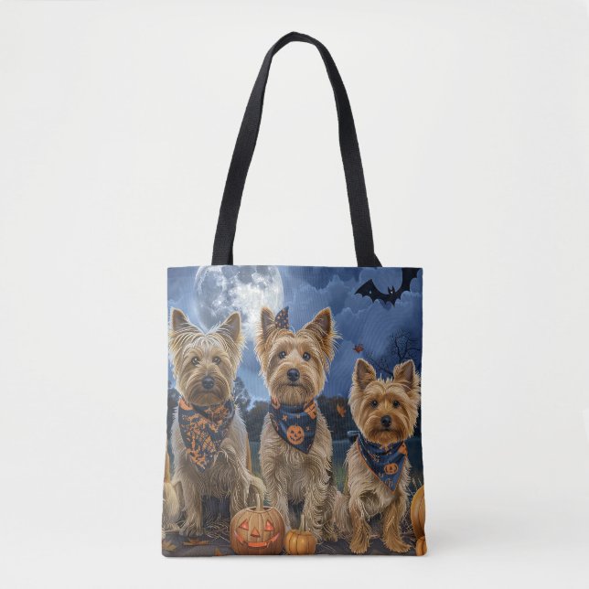 Tote Bag Yorkipoo Halloween Éffrayant (Devant)