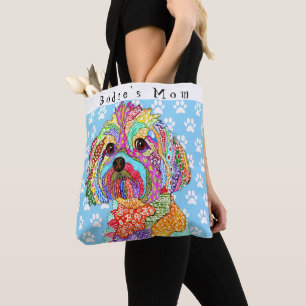 Tote Bag Yorkipoo mignon et coloré Personnalisé