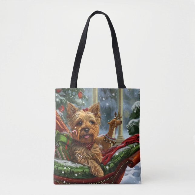 Tote Bag Yorkshire Terrier Chien Fête de Noël (Devant)