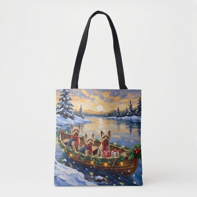 Tote Bag Yorkshire Terrier Christmas Boat Holiday (Devant)