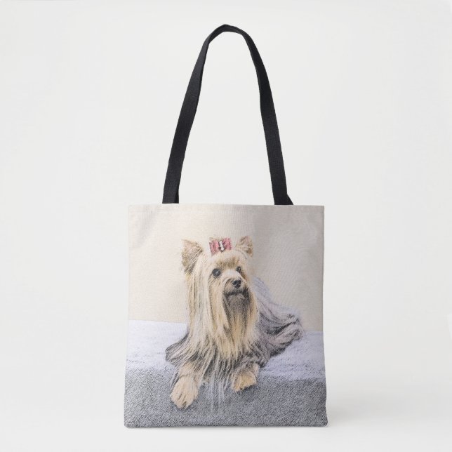 Tote Bag Yorkshire Terrier Peinture - Cute Original Chien A (Devant)