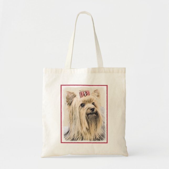 Tote Bag Yorkshire Terrier Peinture - Cute Original Chien A (Devant)