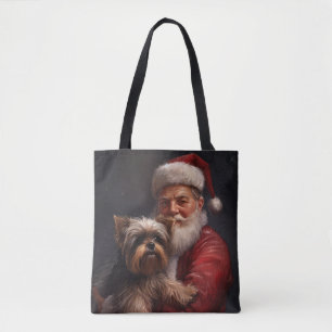 Tote Bag Yorkshire Terrier Père Noël Noël Fête de Noël