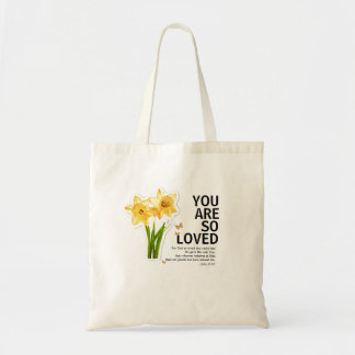 Tote Bag You Are So Loved Floral Christian