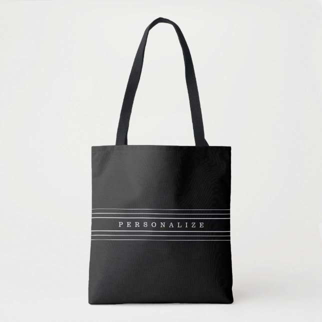 Tote Bag Your Custom Text & Modern Stripes | Black & White (Devant)