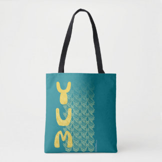 Tote Bag YUM art de motif de damassé de petit déjeuner
