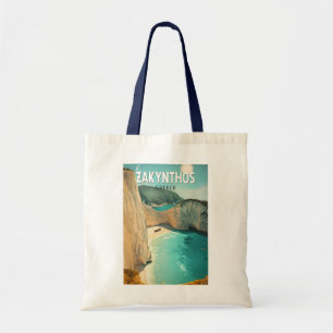Tote Bag Zakynthos Grèce Illustration Voyage Art Vintage