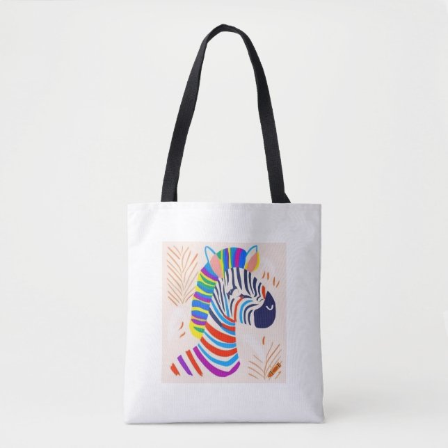 Tote Bag "Zebra avec rainbow Stripes Design Bag - Bold & Co (Devant)