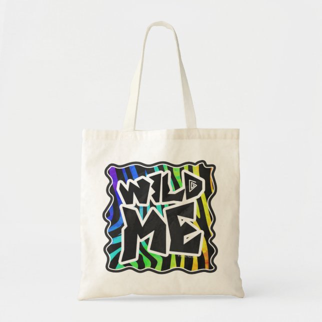 Tote Bag Zebra Black et Rainbow Wild Me (Devant)