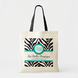 Tote Bag Zebra Print & Aqua Lace Monogramme