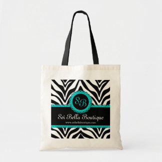 Tote Bag Zebra Print & Aqua Lace Monogramme
