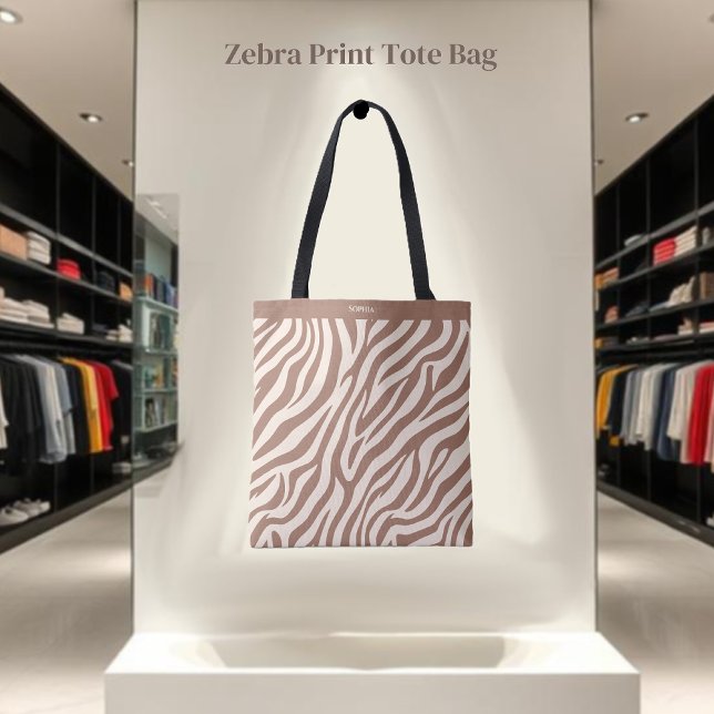 Tote Bag Zebra Print-Mocha Mousse- (Zebra Print-Mocha Mousse- Tote Bag)