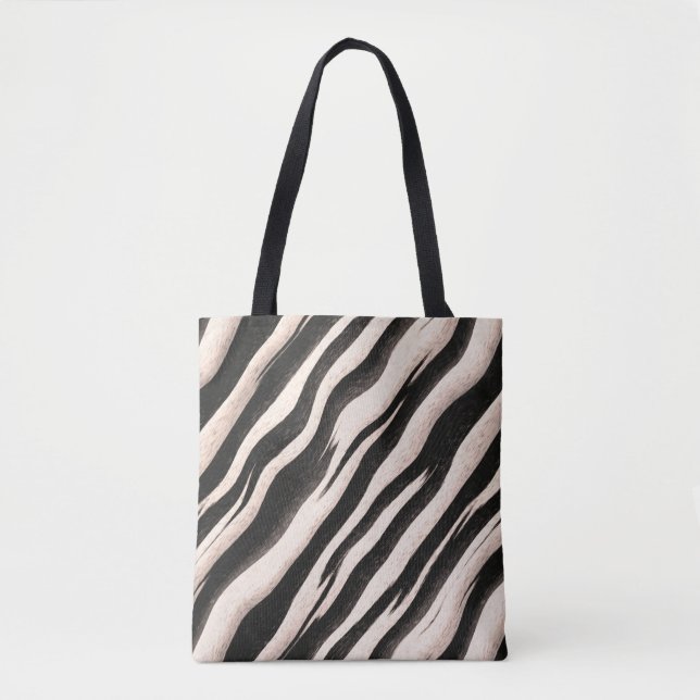Tote Bag Zebra raye une texture transparente + vos idées (Devant)