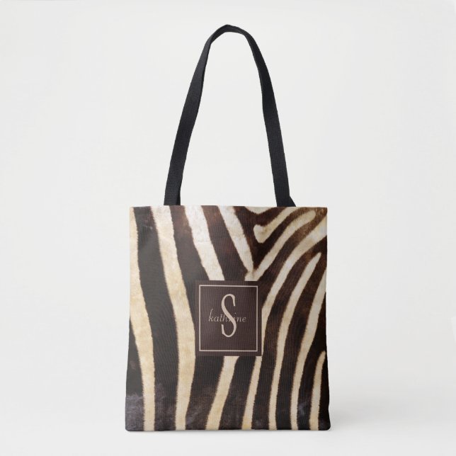 Tote Bag Zebra Skin Monogramme Brown et beige (Devant)