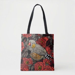 Tote Bag Zèbre et rosier rouge