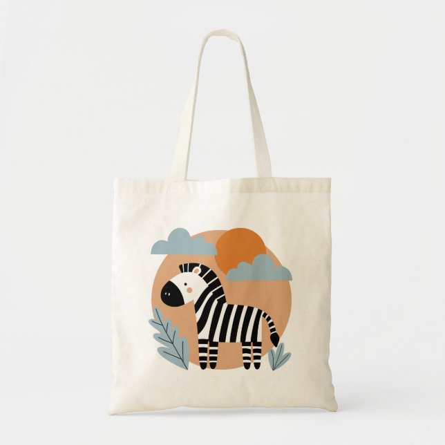 Tote Bag Zèbre Fantaisiste Inspiré du Scandinave (Devant)