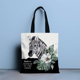 Tote Bag Zèbre Floral Aquarelle Mère De La Mariée Nom T