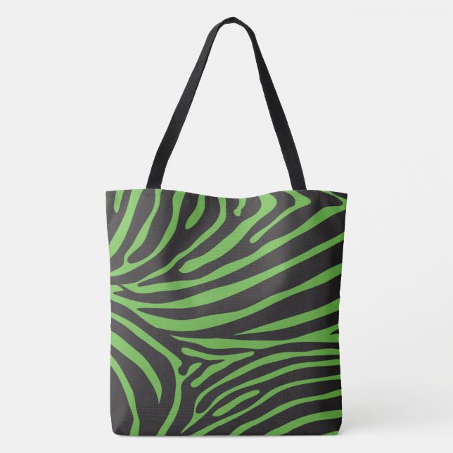 Tote Bag Zèbre vert noir et citron vert (Dos)