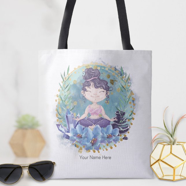 Tote Bag Zen Girl Yoga Spa Rocks Crystals Fleurs Spirituell (Créateur téléchargé)