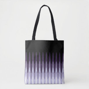Tote Bag Zig Zag Noir Blanc Gris Violet Foncé Beige Motif