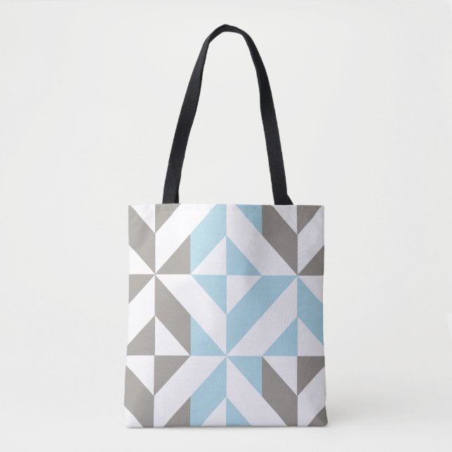 Tote Bag ZigZag géométrique bleu et argent (Devant)
