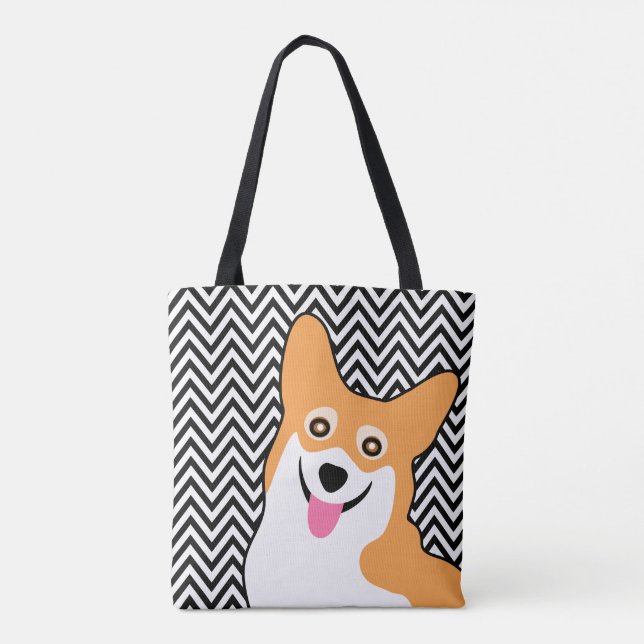 Tote Bag Zigzag mignon de corgi de Gallois de Pembroke (Dos)