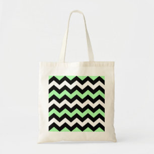 Tote Bag Zigzag patroon (zwart, groen, wit)
