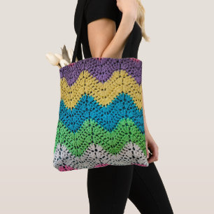 Tote Bag Zigzag Rainbow Crochet Design