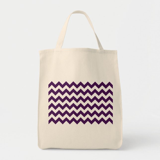 Tote Bag Zigzag violet et blanc (Devant)
