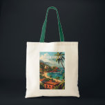 Tote Bag Zihuatanejo Mexique Voyage Art Vintage<br><div class="desc">Zihuatanejo conception de voyage rétro vectoriel. Il est connu pour ses plages,  comme la vaste Playa La Ropa,  bordée de palmiers.</div>