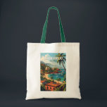 Tote Bag Zihuatanejo Mexique Voyage Art Vintage<br><div class="desc">Zihuatanejo conception de voyage rétro vectoriel. Il est connu pour ses plages,  comme la vaste Playa La Ropa,  bordée de palmiers.</div>
