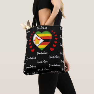 Tote Bag Zimbabwe Flag & Heart Zimbabwe Mode / sport