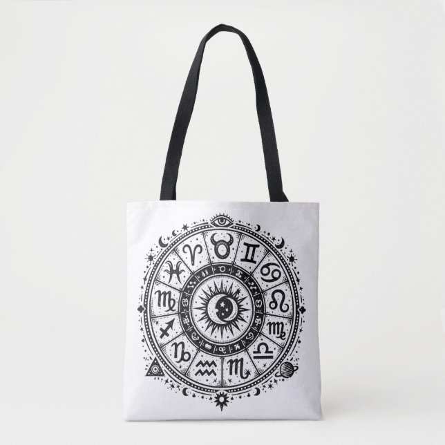 Tote Bag Zodiac Arcana — Les Douze Signes par BurnsInHell (Devant)