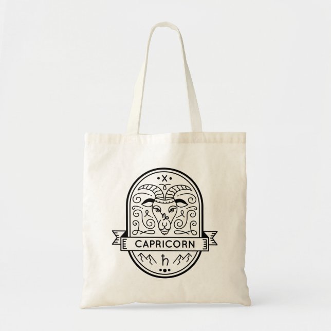 TOTE BAG ZODIAC BADGE SYMBOL CAPRICORN STROKE (Devant)