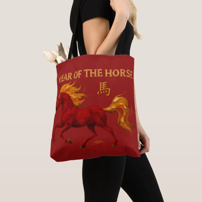 Tote Bag Zodiac Chinese New Year 2026 Yang Fire Horse (De près)