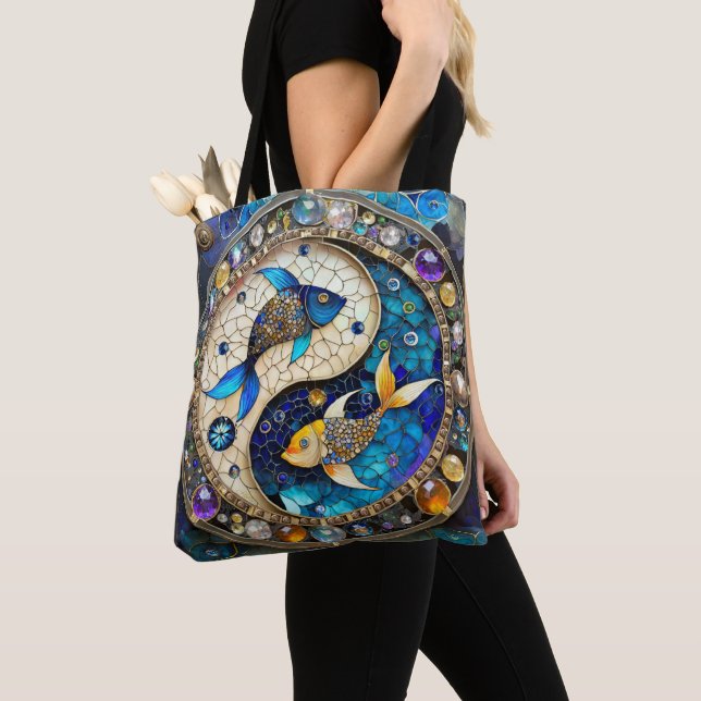 Tote Bag Zodiaque - Poissons Yin et Yang (De près)