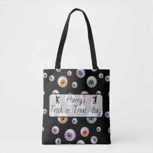 Tote Bag Zombie Eyeballs Halloween Tricoter ou traiter