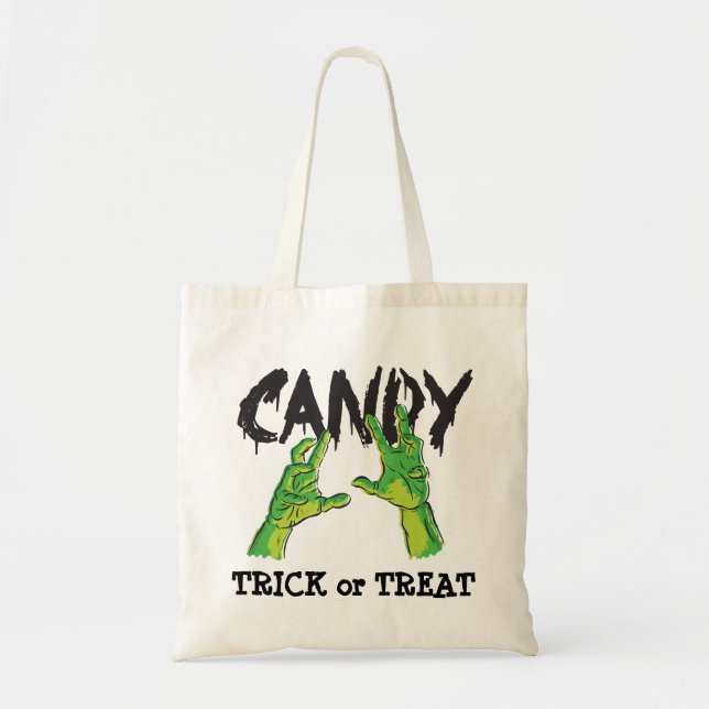 Tote Bag Zombie Hands Trick ou Treat Budget Fourre-tout (Devant)