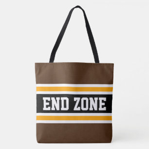 Tote Bag ZONE DE BOUT 70s Brun Orange Noir Rayures Athlétiq