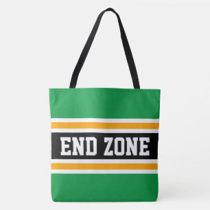 Tote Bag ZONE DE BOUT En gras Vert Clair Orange Noir Rayure