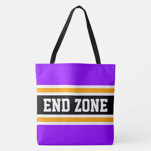 Tote Bag ZONE DE FIN Gras Violet Orange Noir Rayures (Devant)