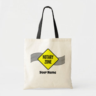 Tote Bag Zone Notaire Chemin Jaune Signal Nom Customisé